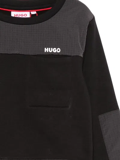Hugo Boss Panelled Long-sleeved Sweatshirt In Black