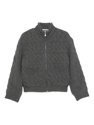 Gran Sasso Cable-knit Zip Jacket In Gray