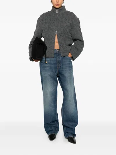 Gran Sasso Cable-knit Zip Jacket In Gray