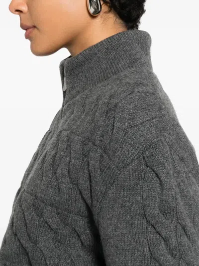 Gran Sasso Cable-knit Zip Jacket In Gray