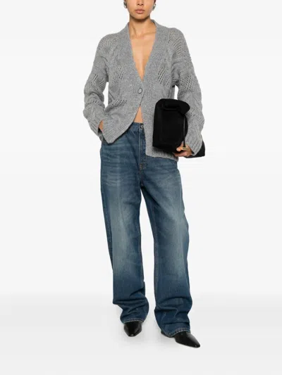 Gran Sasso Openwork Button-up Cardigan In Gray