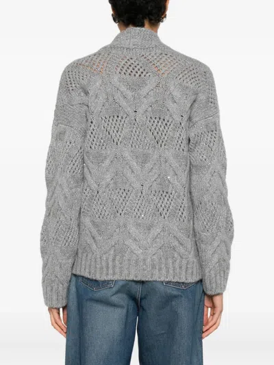 Gran Sasso Openwork Button-up Cardigan In Gray