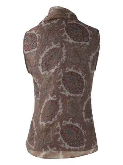 Pre-owned Etro Vintage Ruffled-detail Top In Brown