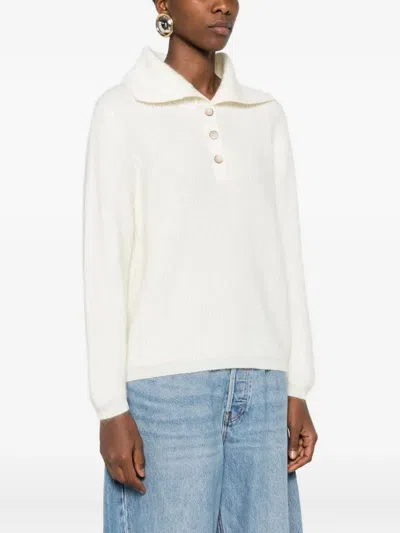 Gran Sasso Button Collared Sweater In White