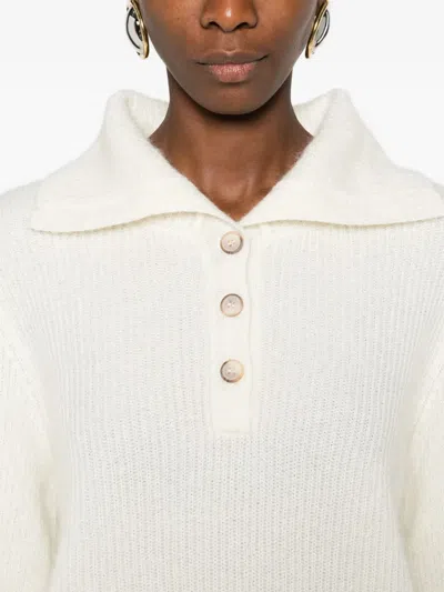 Gran Sasso Button Collared Sweater In White