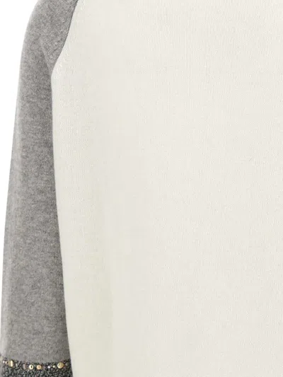 Elena Miro' Stud-embellished Ribbed Sweater In Gray