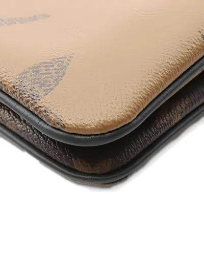 Pre-owned Louis Vuitton 2021s Monogram Giant Reverse Double Zip Pochette Shoulder Bag In Brown