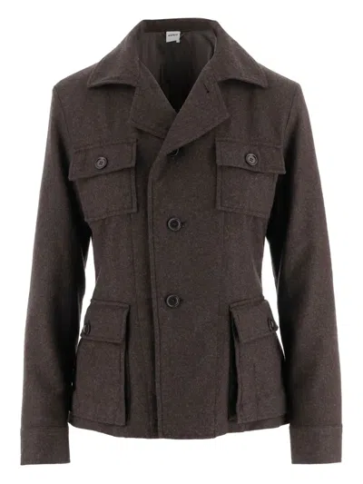 Aspesi Buttoned Flap-pocket Jacket In Brown