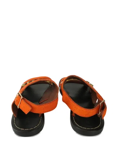 Pre-owned Marni Crystal-detail Sandals In Orange