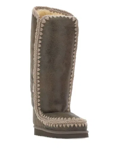 Mou Eskimo 40 Crocheted-details Boots In Brown