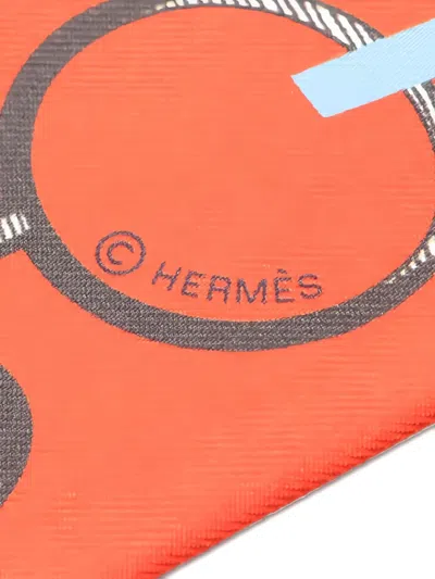 Pre-owned Hermes 2020s Do Re Boucles Ribbon Scarf In Neutral