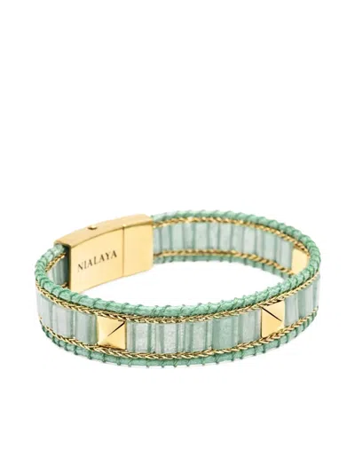 Nialaya Jewelry Aventurine Stud Bracelet In Gray