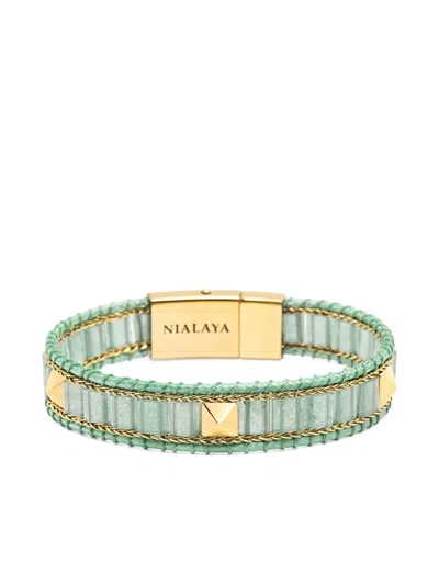 Nialaya Jewelry Aventurine Stud Bracelet In Gray