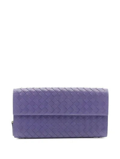 Pre-owned Bottega Veneta Intrecciato Bi-fold Wallet In Purple