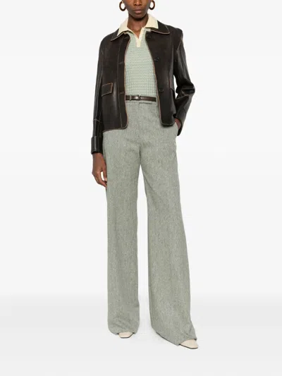 Valentino Pressed Crease Trousers In Green