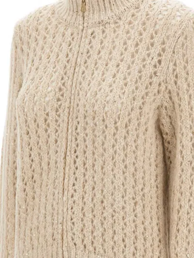 Eleventy Long-sleeved Knitted Cardigan In Neutral