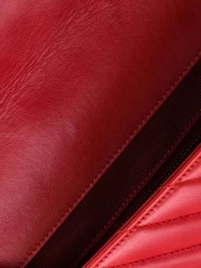 Pre-owned Saint Laurent Classic Monogram Envelope Satchel Matelasse Chevron Leather Large Shoulder Bag In Red