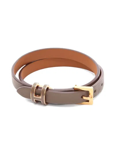Pre-owned Hermes Pop H Double Tour Bracelet In Brown