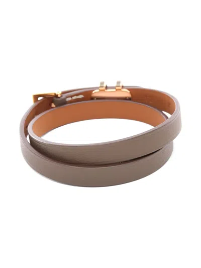 Pre-owned Hermes Pop H Double Tour Bracelet In Brown