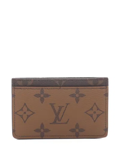 Pre-owned Louis Vuitton 2021s Monogram Reverse Canvas Card Holder In Brown