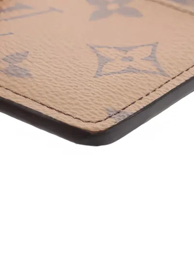Pre-owned Louis Vuitton 2021s Monogram Reverse Canvas Card Holder In Brown