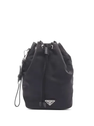 Pre-owned Prada 2010s Vela Re-nylon Drawstring Pouch In Black