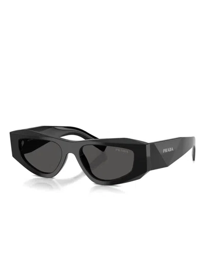Prada Symbole Rectangular-frame Sunglasses In Black
