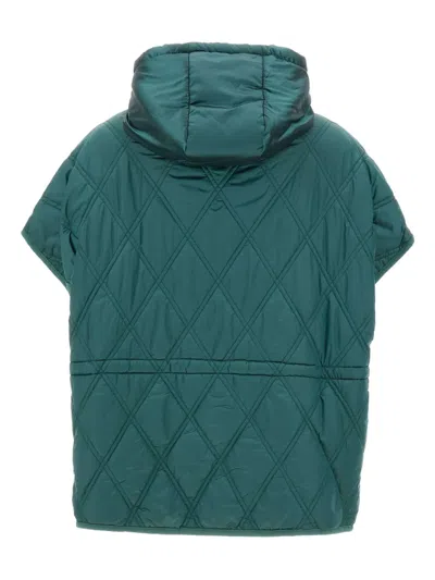 Elena Miro' Diamond-quilted Hooded Jacket In Green