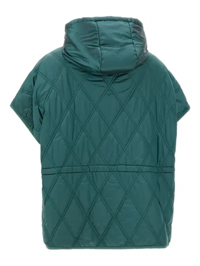 Elena Miro' Diamond-quilted Hooded Jacket In Green