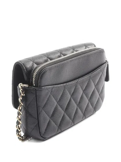 Pre-owned Chanel 2021s Phone-holder Mini Shoulder Bag In Black