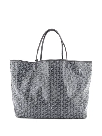 Pre-owned Goyard Saint Louis Printed Coated Canvas Gm Tote Bag In Gray