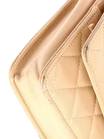 Pre-owned Chanel Trendy Cc Wallet On Chain Nm Quilted Lambskin Shoulder Bag In Neutral