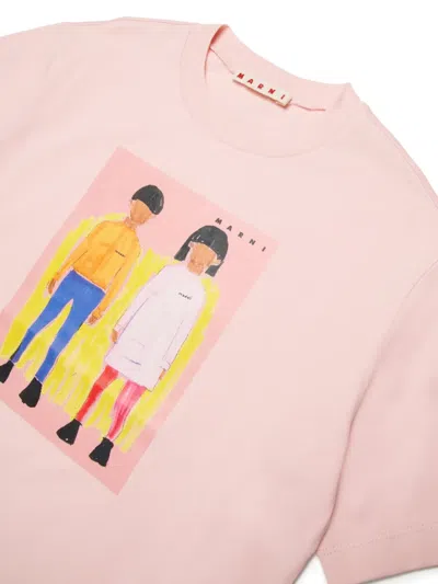 Marni Kids' Illustrated-graphic T-shirt In Pink