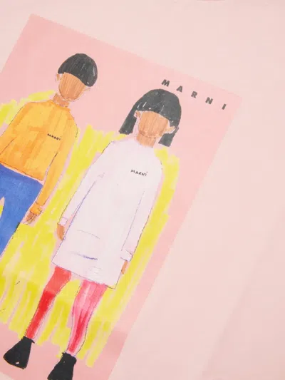 Marni Kids' Illustrated-graphic T-shirt In Pink