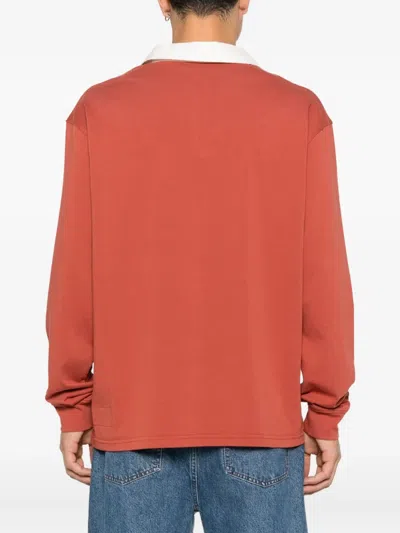 Diadora Legacy V-neck Panelled Polo Shirt In Red