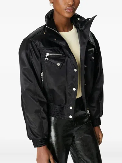 Marine Serre Satin Bomber Jacket In Black
