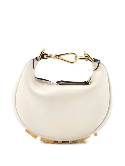 Pre-owned Fendi Graphy Bag Leather Nano Hobo Bag In White