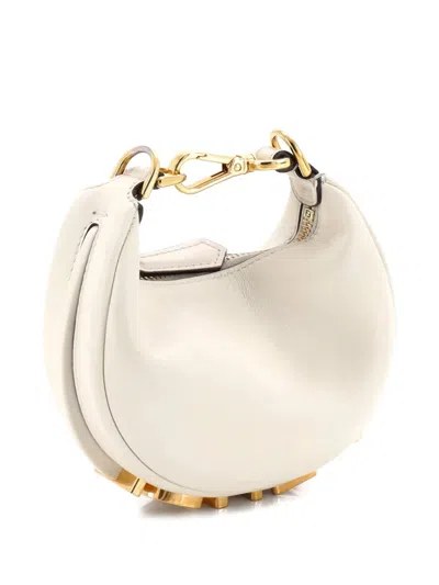 Pre-owned Fendi Graphy Bag Leather Nano Hobo Bag In White