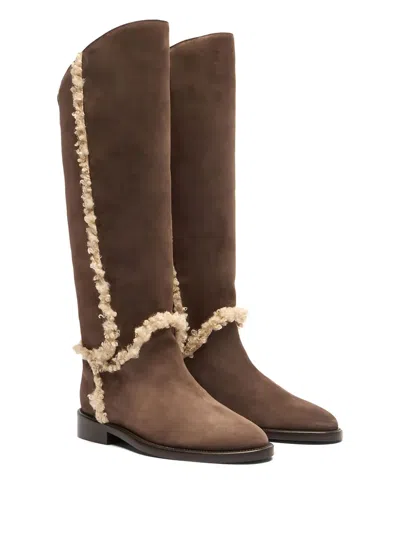 Casadei Riderama Fur-trim Boots In Multi