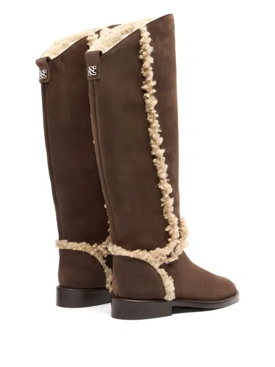 Casadei Riderama Fur-trim Boots In Multi