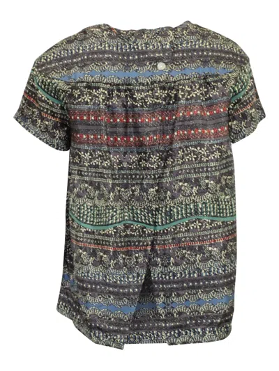 Pre-owned Sea Abstract-print Short-sleeve Top In Gray