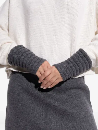 Lisa Yang Ribbed Gloves In Gray