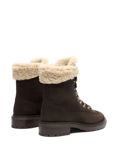 Casadei Lace-up Shearling Boots In Multi