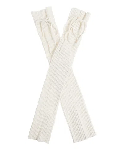 Lisa Yang Ribbed Gloves In White