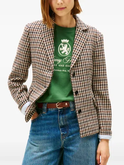 Tommy Hilfiger Houndstooth-pattern Button Single-breasted Jacket In Multi