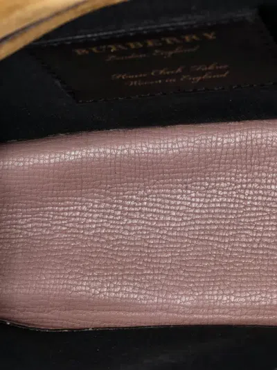 Pre-owned Burberry Macken Leather And House Check Canvas Small Crossbody Bag In Pink