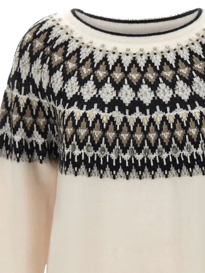 Elena Miro' Geometric Stone-embellished Sweater In Multi