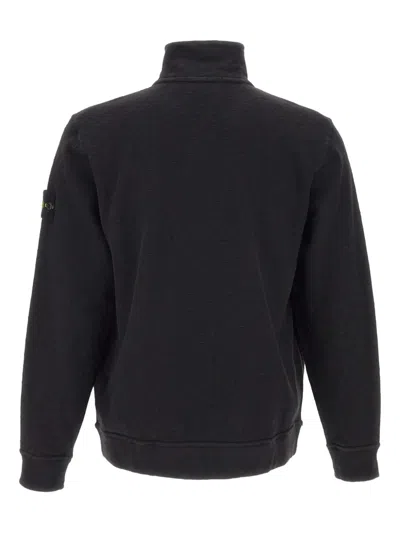 Stone Island Zip Collared Logo-badge Sweatshirt In Multi