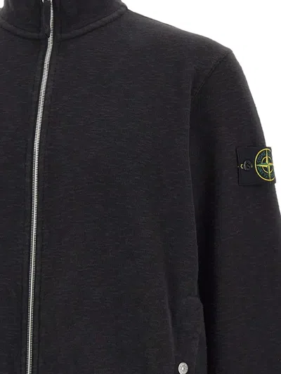 Stone Island Zip Collared Logo-badge Sweatshirt In Multi