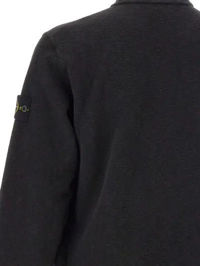 Stone Island Zip Collared Logo-badge Sweatshirt In Multi